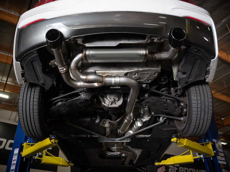 aFe MACH ForceXP 3IN to 2.5IN 304SS Cat-Back Exhaust System w/ Black Tips 14-16 BMW M235i (F22/23) - 49-36347-B