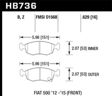 Load image into Gallery viewer, Hawk 12-16 Fiat 500 Performance Ceramic Street Front Brake Pads - HB736Z.629