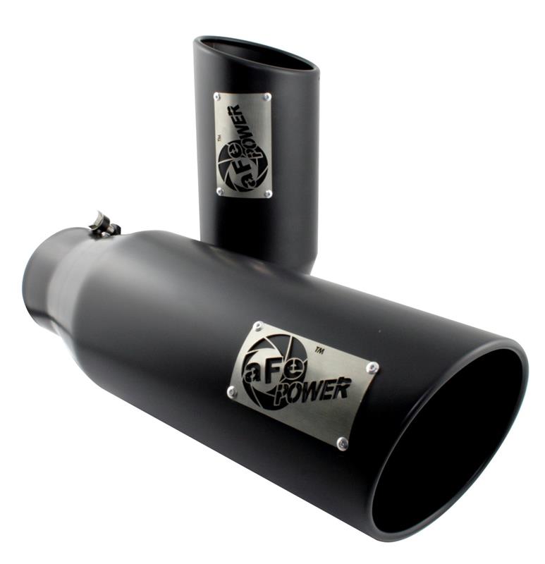 aFe MACHForce XP Exhausts Tips SS-304 EXH Tip 3In x 4Out x 12L Sgl-Ang Weld On - 49-90007