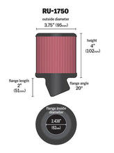 Load image into Gallery viewer, K&amp;N Filter Universal Rubber Round Straight Filter 20 Deg Angled 2-7/16in Flange 3-3/4in OD 4in H - RU-1750