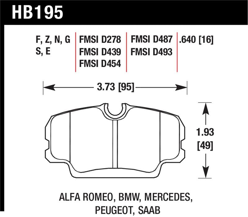 Hawk 84-4/91 BMW 325 (E30) Blue 9012  Race Front Brake Pads - HB195E.640