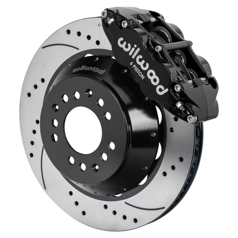 Wilwood Narrow Superlite 6R Front Kit 14.00in Drilled & Slotted Rotors - Black - 140-17986-D