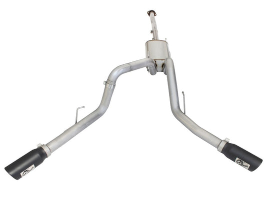 aFe MACHForce XP Exhaust 3in SS Dual Side Exit CB w/ Black Tips 2015 Ford F150 5.0L V8 CC/SB EC/LB - 49-43074-B