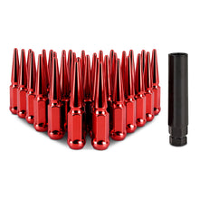 Load image into Gallery viewer, Mishimoto Mishimoto Steel Spiked Lug Nuts M14 x 1.5 32pc Set Red - MMLG-SP1415-32RD