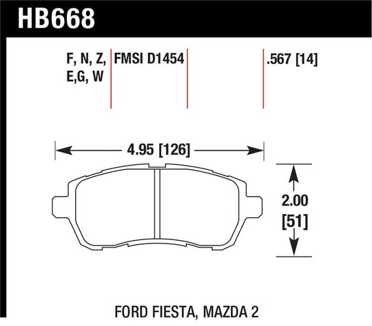 Hawk 11-12 Ford Fiesta S/SE/SEL / 11-12 Mazda 2 Sport/Touring DTC-60 Front Race Brake Pads - HB668G.567