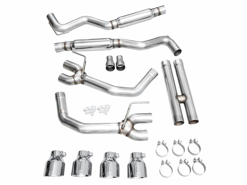 AWE 2024 Ford Mustang Dark Horse S650 RWD Track Edition Cat-Back Exhaust w/ Quad Chrome Silver Tips - 3020-42375