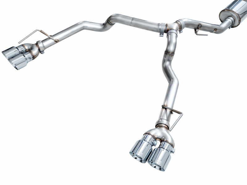 AWE Tuning 2021+ GMC Suburban/Yukon XL 5.3L 0FG Split Rear Exit Catback - Quad Chrome Silver Tips - 3015-42007