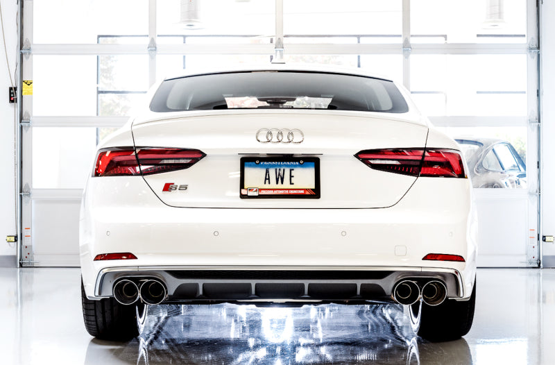 AWE Tuning Audi B9 S4 Track Edition Exhaust - Non-Resonated (Silver 102mm Tips) - 3010-42054