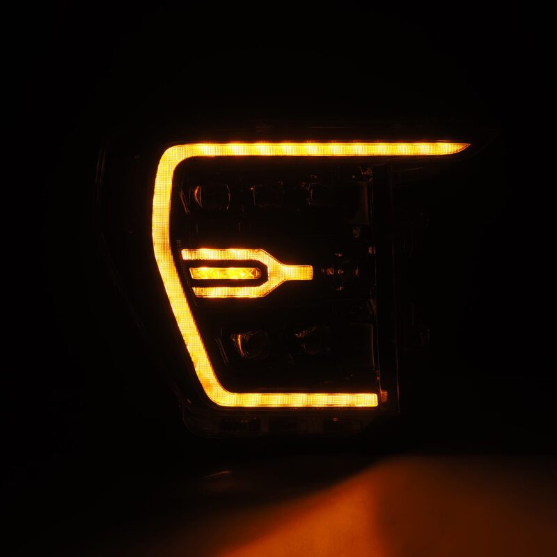 AlphaRex 21-22 Ford F-150 NOVA LED Proj Headlights Plank Style Alpha Blk w/Activ Light/Seq Signal - 880138