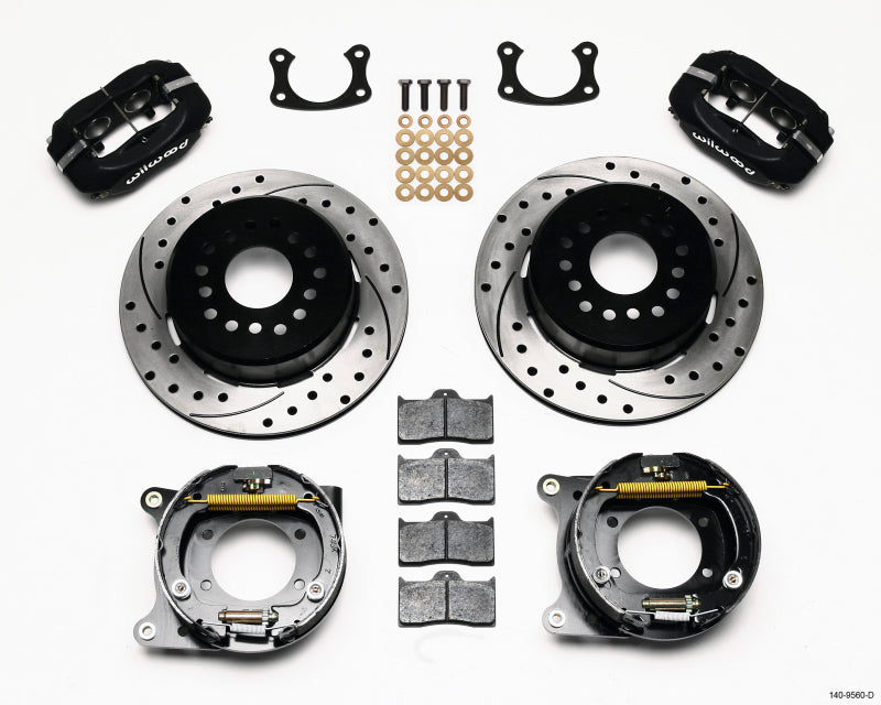 Wilwood Forged Dynalite P/S Park Brake Kit Drilled New Big Ford 2.50in offset Staggered Shock - 140-9560-D