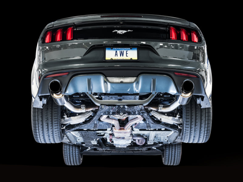 AWE Tuning S550 Mustang EcoBoost Axle-Back Exhaust - Touring Edition (Diamond Black Tips) - 3015-33086