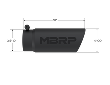 Load image into Gallery viewer, MBRP Universal Tip 4 O.D. Angled Rolled End 3.5 inlet 10 length- Black Finish - T5112BLK