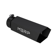 Load image into Gallery viewer, MBRP Universal Hex Tip 4in Inlet 16in Length w/ Logo - Black Coated - T5164BLK