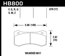 Load image into Gallery viewer, Hawk Wilwood 17mm 6617 Caliper Performance Ceramic Brake Pads - HB800Z.670