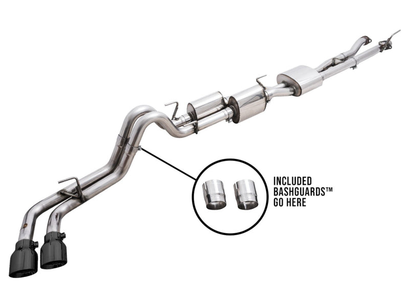 AWE Tuning 16-22 Toyota Tacoma 0FG Cat-Back Exhaust w/ BashGuard - Dual Diamond Black Tips - 3015-33826