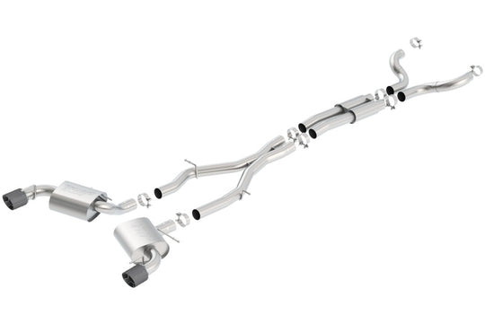 Borla 16-17 Chevy Camaro 6.2L 4.5in Carbon Fiber Tips Single Split Exit S-Type Catback Exhaust - 140689CF