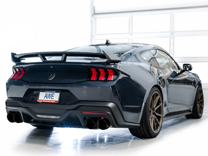 AWE 2024 Ford Mustang Dark Horse S650 RWD Track Edition Cat-Back Exhaust w/ Quad Diamond Black Tips - 3020-43375
