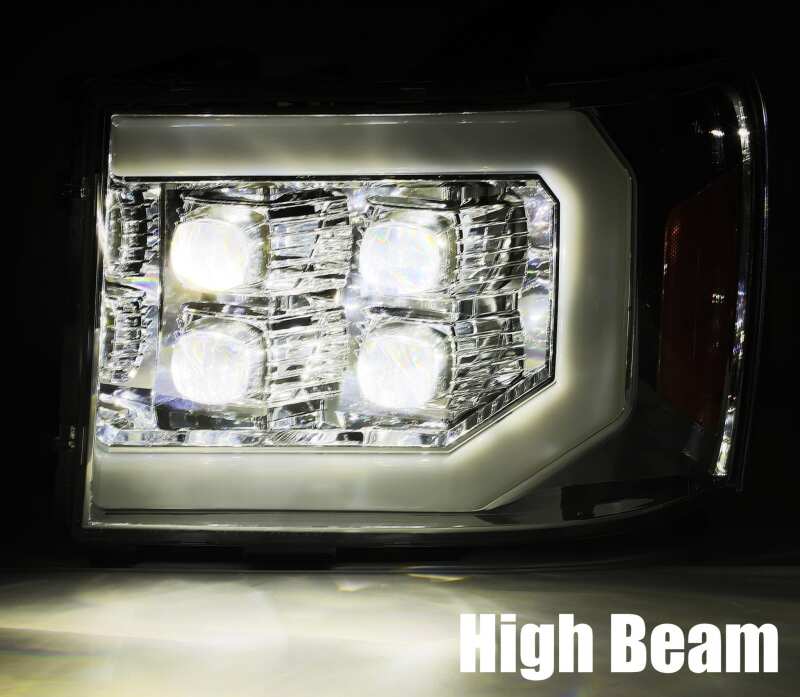AlphaRex 07-14 GMC 2500HD NOVA LED Proj Headlight Plank Style Matte Blk w/Activ Light/Seq Signal/DRL - 880607