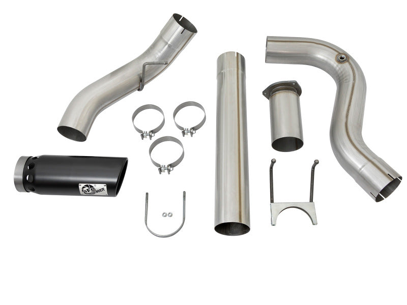 aFe Large Bore-HD 5in DPF Back 409 SS Exhaust System w/Black Tip 2017 Ford Diesel Trucks V8 6.7L(td) - 49-43090-B