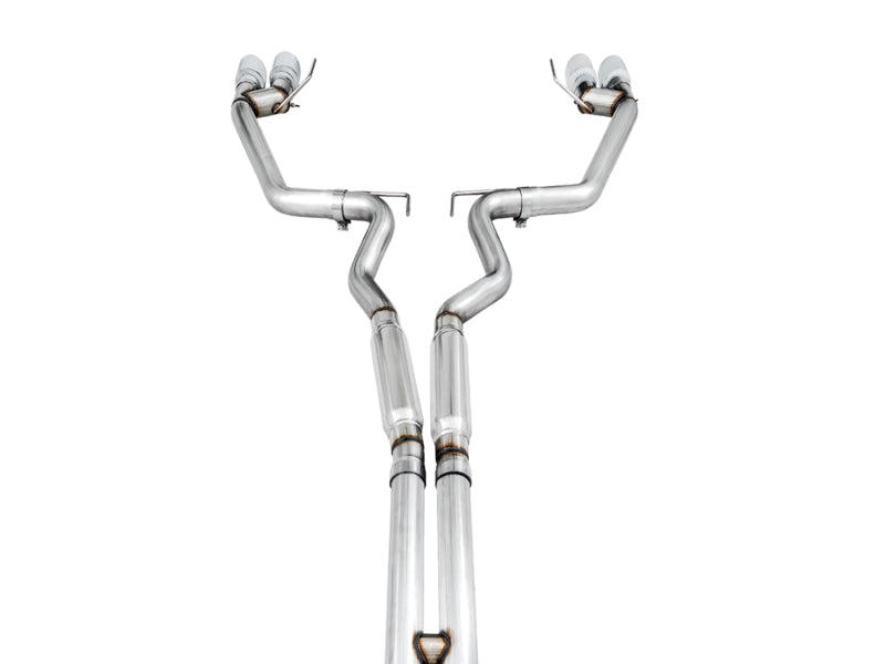AWE Tuning 2018+ Ford Mustang GT (S550) Cat-Back Exhaust - Track Edition (Quad Chrome Silver Tips) - 3020-42064