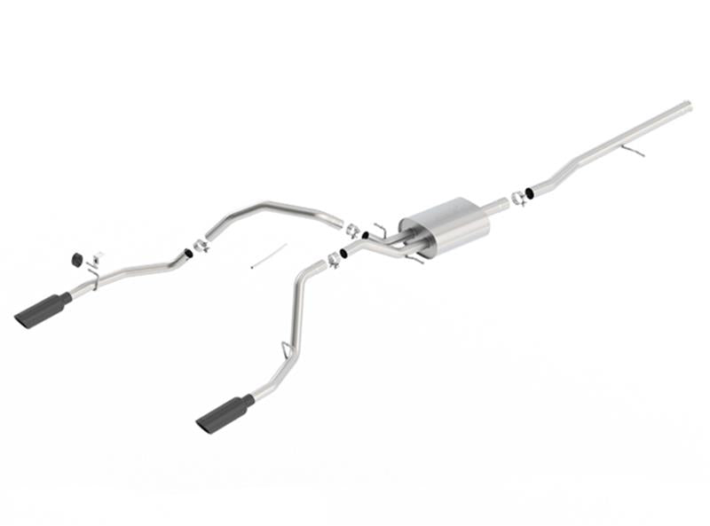 Borla 14 Silv/Sierra C/B Exhaust ATAK 1500 5.3L V8 AT/MT 2&4WD Ext Cab (78.7) WB - Black Chrome - 140537BC