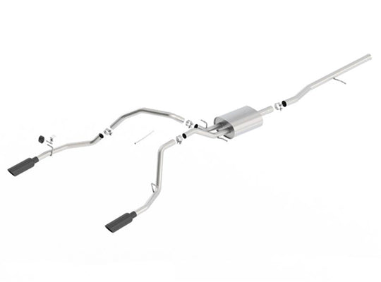 Borla 14 Silv/Sierra C/B Exhaust ATAK 1500 5.3L V8 AT/MT 2&4WD Ext Cab (78.7) WB - Black Chrome - 140537BC