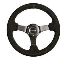 Load image into Gallery viewer, NRG Reinforced Steering Wheel (330mm / 3in Deep) Blk Suede w/Criss Cross Stitch w/Blk 3-Spoke Center - RST-033BK-S