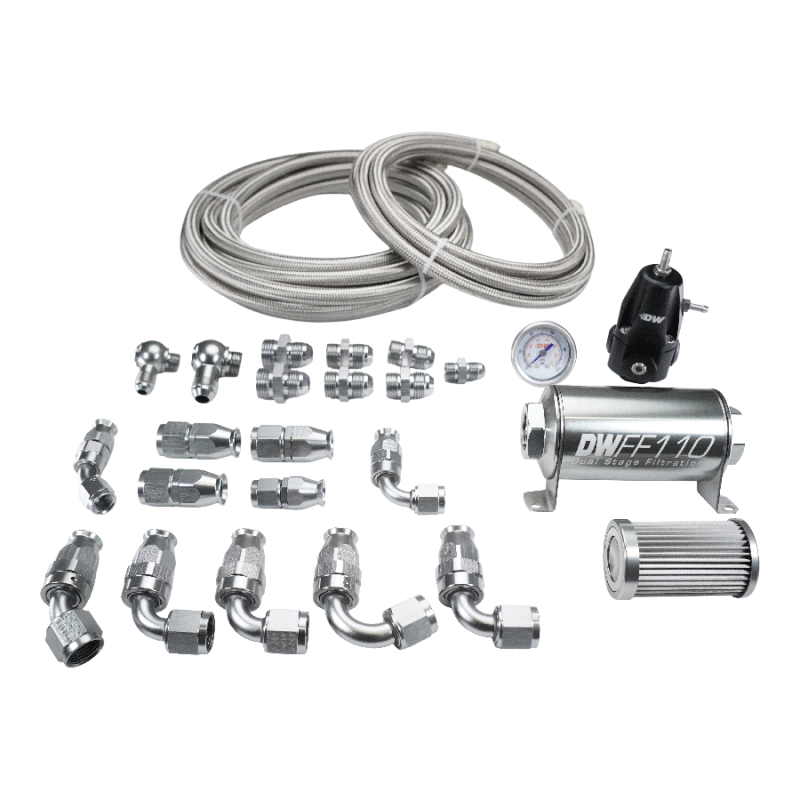 DeatschWerks X2 Series Pump Hanger -8AN Feed w/ -6AN Return PTFE Plumbing Kit for 92-00 Honda Civic - 6-625