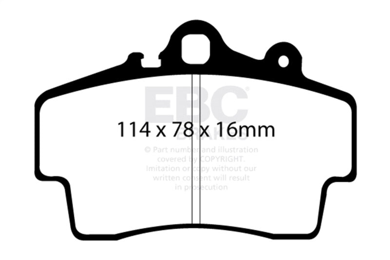 EBC 97-99 Porsche Boxster (Cast Iron Rotors only) 2.5 Yellowstuff Front Brake Pads - DP41207R