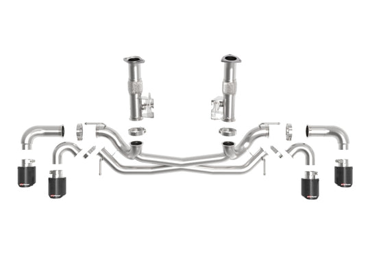 aFe MACH Force-Xp 3in to 2-1/2in 304SS Cat-Back (No Muff.) 2020 Chevy Corvette 6.2L - Carbon Tip - 49-34127NM-C