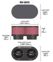 Load image into Gallery viewer, K&amp;N Filter Universal  Filter 2 3/8 inch Dual Flange 107mm C-C 3 inch Height - RU-2970