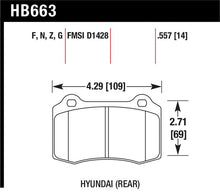 Load image into Gallery viewer, Hawk 10 Hyundai Genesis Coupe (Track w/ Brembo Breaks) Performance Ceramic Street 14mm Rear Brake Pa - HB663Z.557