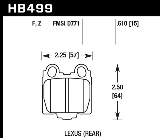 Hawk 05-10 Lexus SC430 4.3L HPS 5.0 Rear Brake Pads - HB499B.610