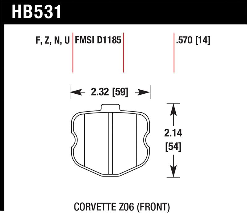 Hawk 2010-2013 Chevrolet Corvette Grand Sport HPS 5.0 Front Brake Pads - HB531B.570
