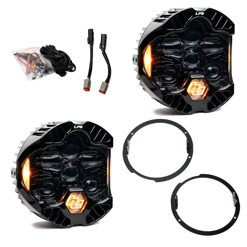 Baja Designs 07-18 Jeep Wrangler JK DOT LP6 LED Headlight Kit (For LED Headlights)- Amber - 448311