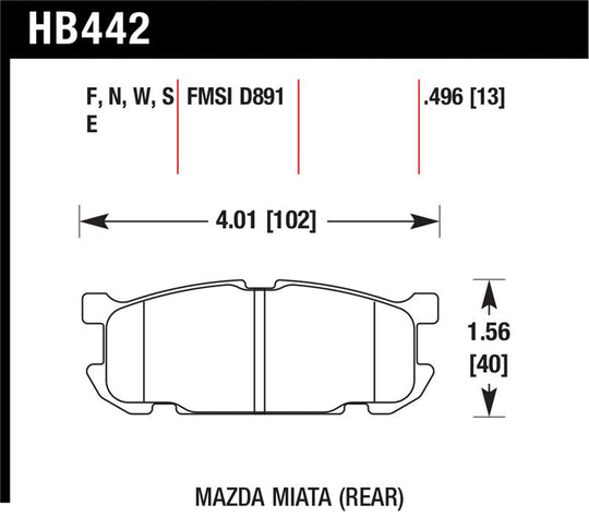 Hawk 01-02 Miata w/ Sport Suspension HPS  Street Rear Brake Pads (D891) - HB442F.496