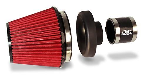 BLOX Racing Performance Filter Kit w/ 3.5inch Velocity Stack Black Filter and 3.5inch Silicone Hose - BXIM-00311-BK