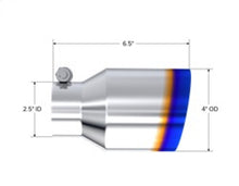 Load image into Gallery viewer, MBRP Burnt End Tip 2.5 ID 4 ID Out 6.5 length Single Wall Angle Cut 304 Stainless Steel - T5176BE