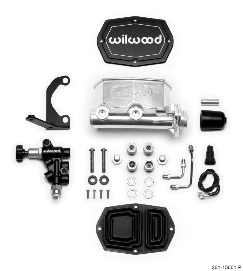 Wilwood Compact Tandem M/C - 1in Bore w/RH Bracket and Valve - Ball Burnished - 261-15661-P