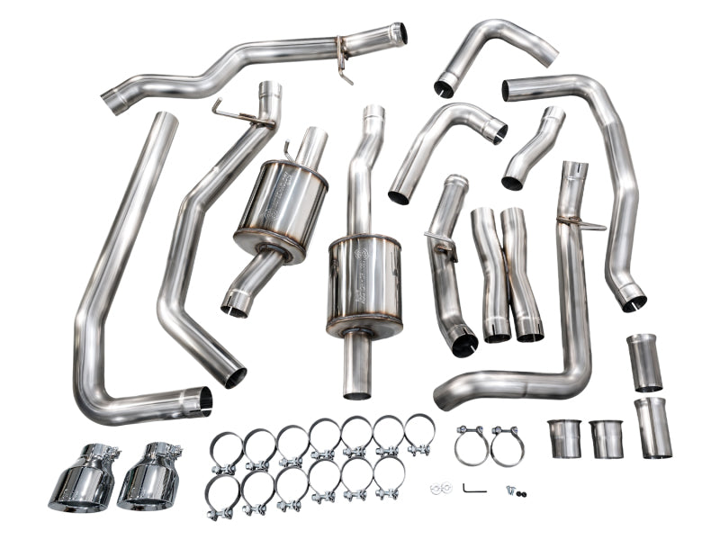 AWE Tuning 2025+ RAM 1500 RHO 3.0 I6 TT 0FG Dual Rear Exit Cat-Back Exhaust - Chrome Silver Tips - 3015-32630