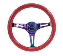 Load image into Gallery viewer, NRG Classic Wood Grain Steering Wheel (350mm) Red Grip w/Neochrome 3-Spoke Center - ST-015MC-RD