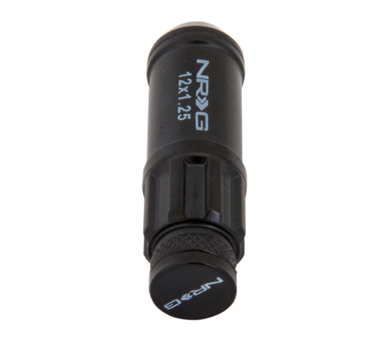 NRG 700 Series M12 X 1.25 Steel Lug Nut w/Dust Cap Cover Set 21 Pc w/Locks & Lock Socket - Black - LN-LS710BK-21
