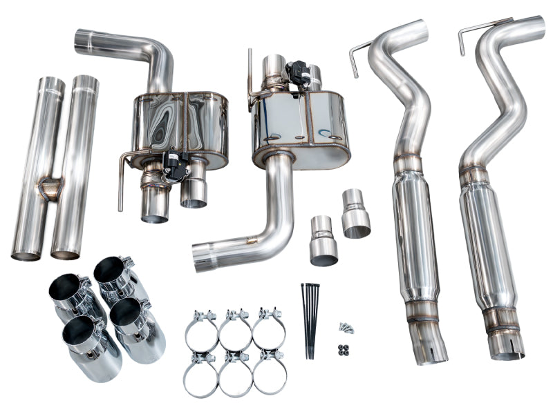 AWE Tuning 18-23 S550 Mustang GT SwitchPath Exhaust - Chrome Silver Tips - 3025-42550