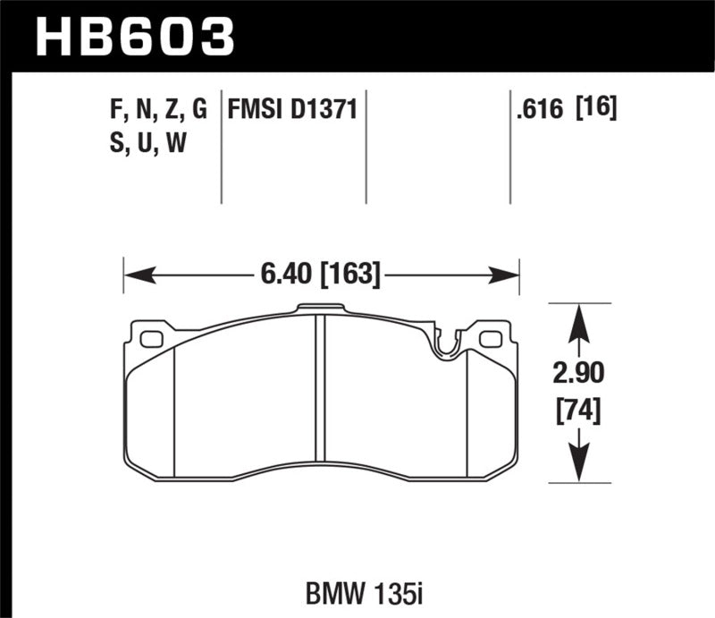 Hawk BMW 135i DTC-70 Race Front Brake Pads - HB603U.616