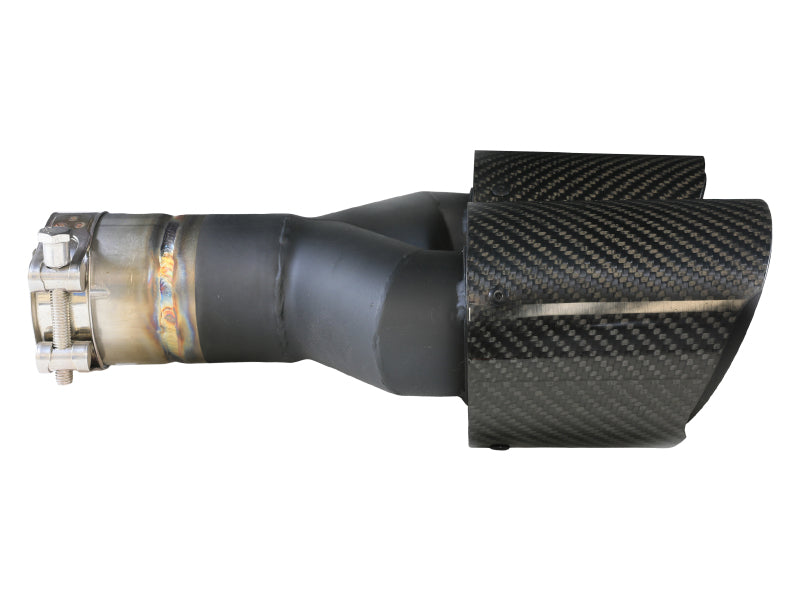 aFe Takeda 2.5in 304 Stainless Steel Clamp-on Exhaust Tip Passenger Side 2.5in Inlet 4inDual-Carbon - 49T25480-C121