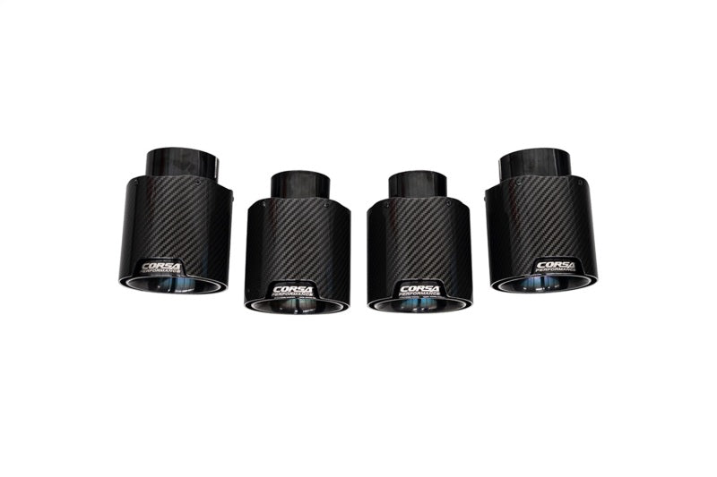 Corsa 20-25 Chevrolet Corvette C8 RWD 4.5in Carbon Fiber Black PVD Tip Kit (For Corsa Exhaust Only) - 21109CFBLK
