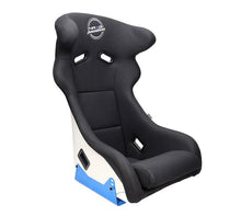 Load image into Gallery viewer, NRG FRP Bucket Seat - White Finish with Arrow Embroidery And Blue Side Mount Bracket - FRP-600WT