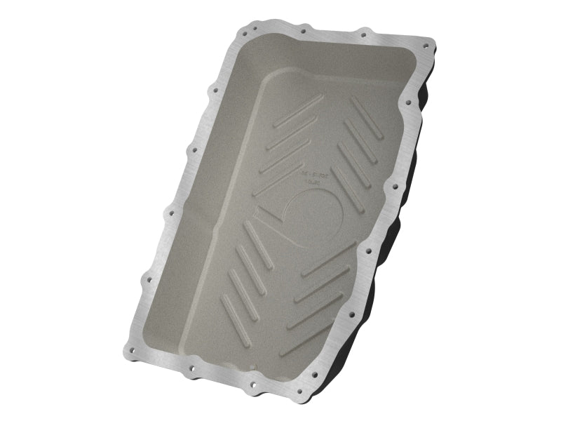 aFe 20-26 GM Trucks L6 3.0L Transmission Pan - Black w/ Machined Fins - 46-71420B