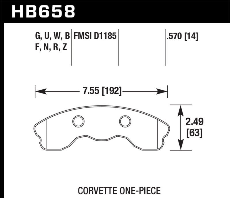 Hawk 06-10 Chevy Corvette (Improved Pad Design) Front HP+ Street Brake Pads - HB658N.570