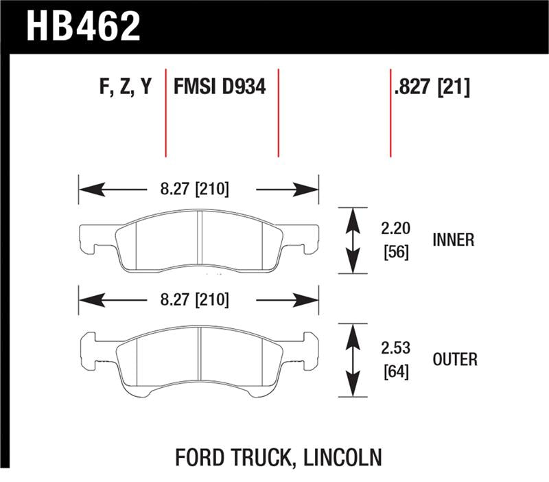 Hawk 03-06 Ford Expedition / 03-06 Lincoln Navigator LTS Street Front Brake - HB462Y.827
